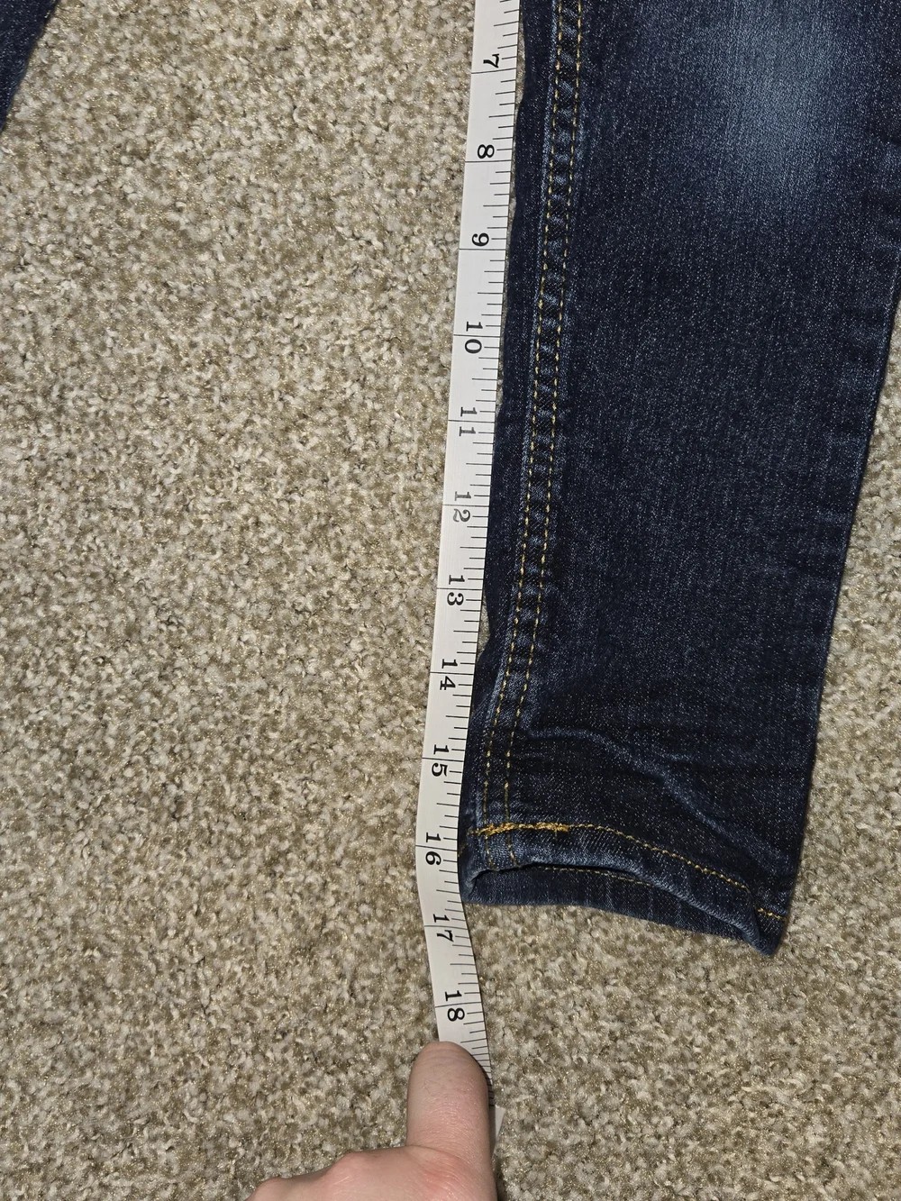 OshKosh B'gosh Dark Blue Denim Pants with Yellow Stitching